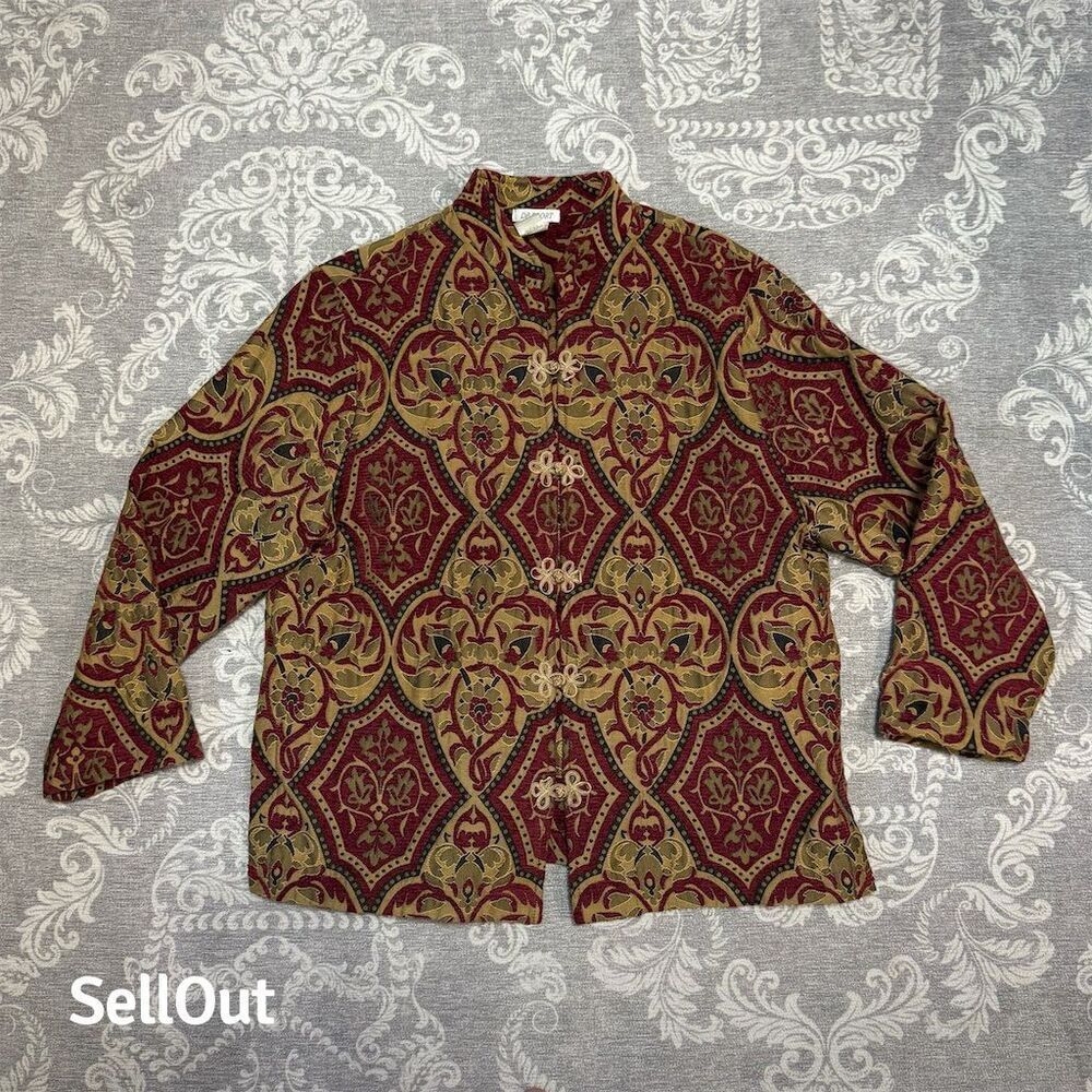 DB Sport Women's XL Velvet Blazer Multicolor Damask Formal Jacket